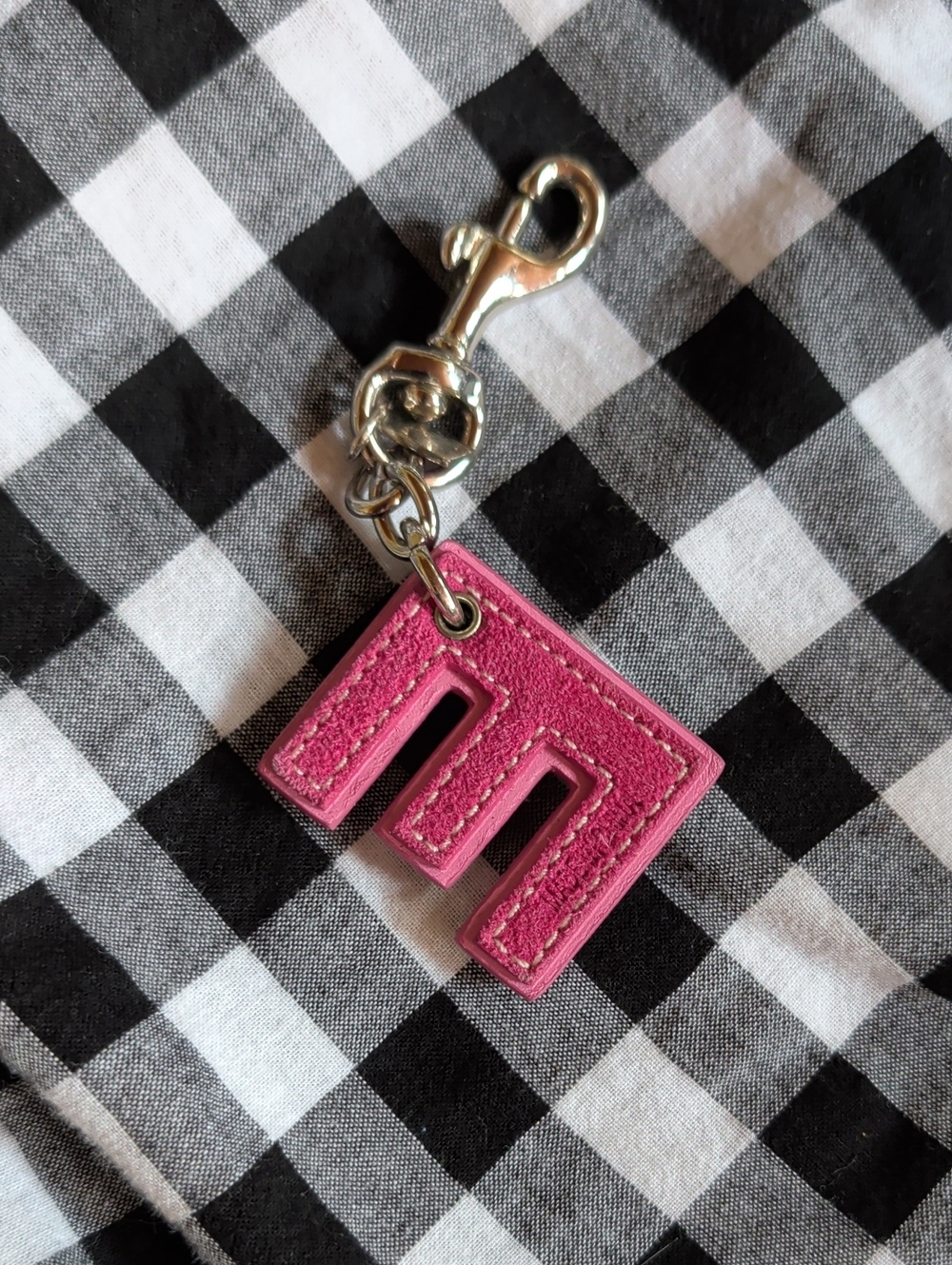 Vintage Coach Leather 'E' Keychain Charm in Green and Pink - Accessory - Picture 2 of 3